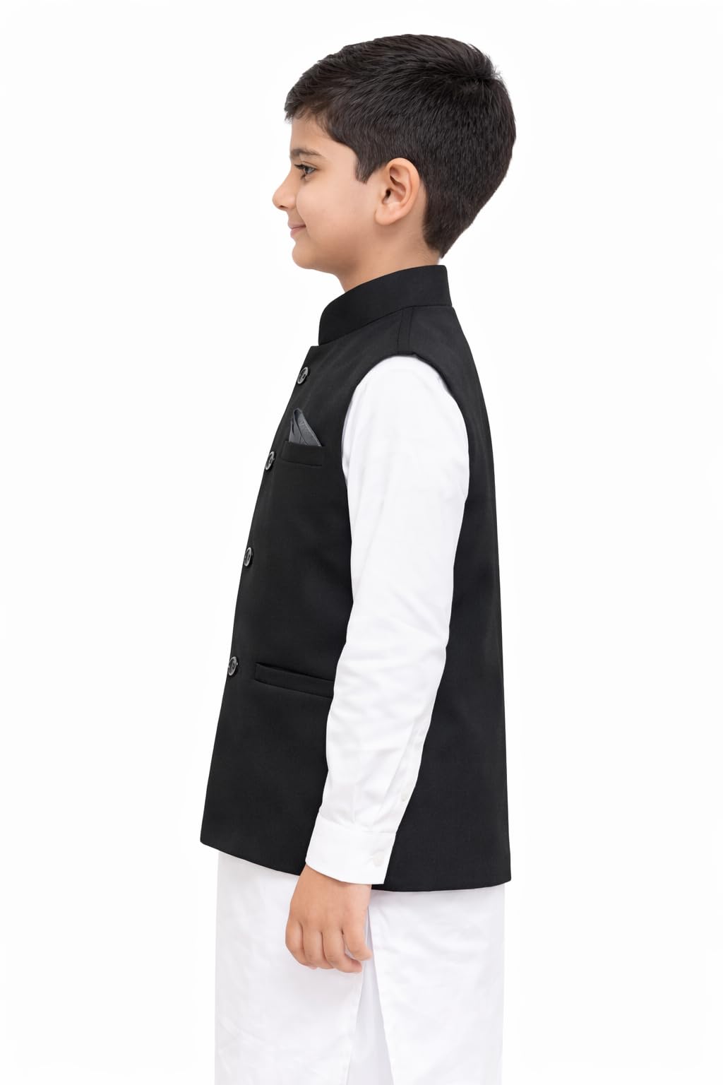 BABY BOSS Stylish Sleeveless Waistcoat Nehru Jacket Blazer for Kids Boys (Regular, 6-7 Years, Black) 3