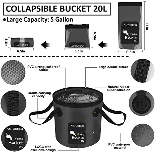 Image of 35Pcs Car Wash Cleaning Kit with Foam Gun Sprayer Black Canvas Bag Collapsible Bucket Wash Mitt Sponge Towels Tire Brush Window Scraper Duster Complete Interior Exterior Car Detailing Set