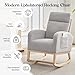 GAOMON Nursery Rocking Chair, Upholstered Glider Rocker with Side Pocket & High Backrest, Padded Gliding Armchair for Breastfeeding, Baby Nursery & Living Room, Light Gray