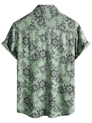 Image of JOTOOK Mens Hawaiian Shirt Short Sleeve Button Down Tropical Shirts Casual Floral Summer Beach Shirt