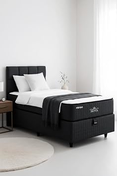 Nova Bed 180x200 Double - 25 cm Package Spring Orthopedic, Medium Hard, Anthracite, Cotton Fabric