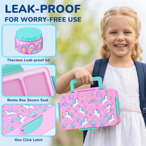 Image of Bento Lunch Box for Kids-3 Compartment Leak Proof Insulated Lunch Container