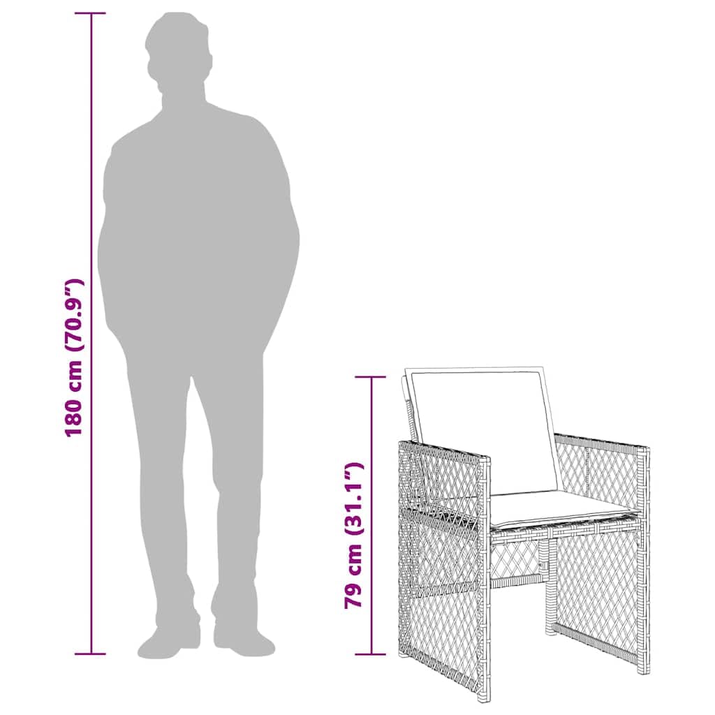 vidaXL Ensemble à Manger de Jardin 9 pcs avec Coussins Beige Poly Rotin - Mobilier d'Extérieur