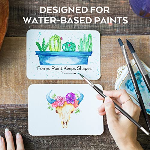 Nicpro 10 Pcs Professional Watercolor Paint Brush Set, Artist Soft Synthetic Fine Squirrel Paint Brushes - Round Tip, Flats, Dagger, Oval Wash For Adult Detail, Water Color, Gouache - Come With Holder #TOP5