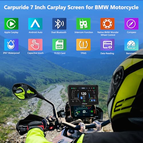 image for 2025 CARPURIDE W702BS PRO for BMW Motorcycle CarPlay & Android Auto Du