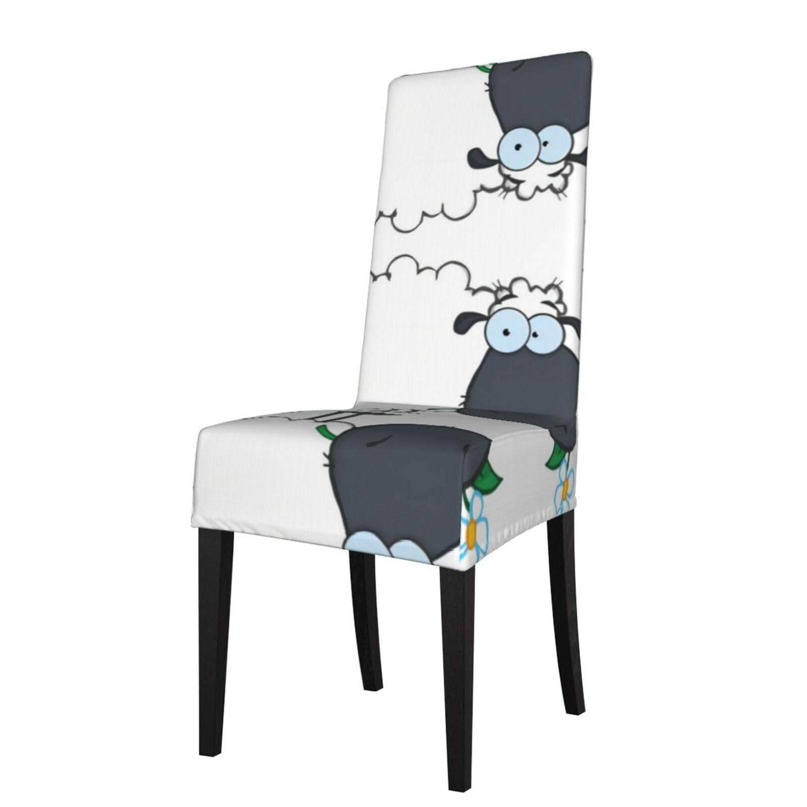 HLSBSSL Sheep Printed dining chair covers, wrinkle-resistant and iron-free, suitable for hotels, banquets, and conferences