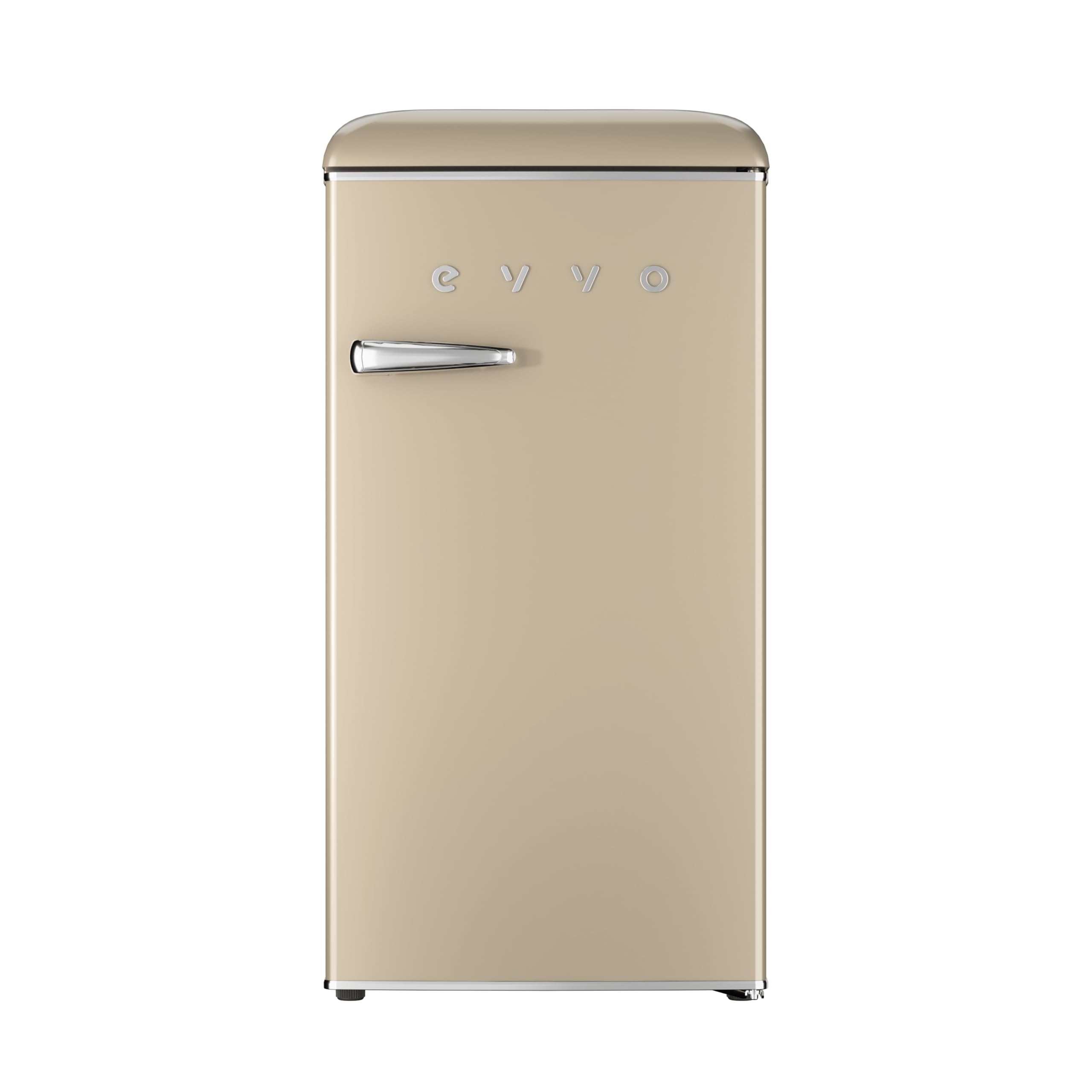 EVVO Nevera Pequeña Retro, 84 litros de Capacidad + 11 Litros de Congelador, Diseño Vintage, Bajo Consumo, Silenciosa, Control de Temperatura, Organizador, Frigorífico Mini F26 Retro Color Beige