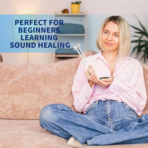 tuning forks for healing set  includes 128hz 136hz 256hz 384hz amp activator portable in red leather pouch  medical grade sound healing instruments for chakra yoga and meditation