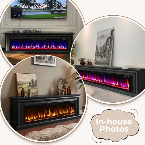 Image of BREEZEHEAT 70'' Fireplace TV Stand, Large Electric Fireplace with Mantel