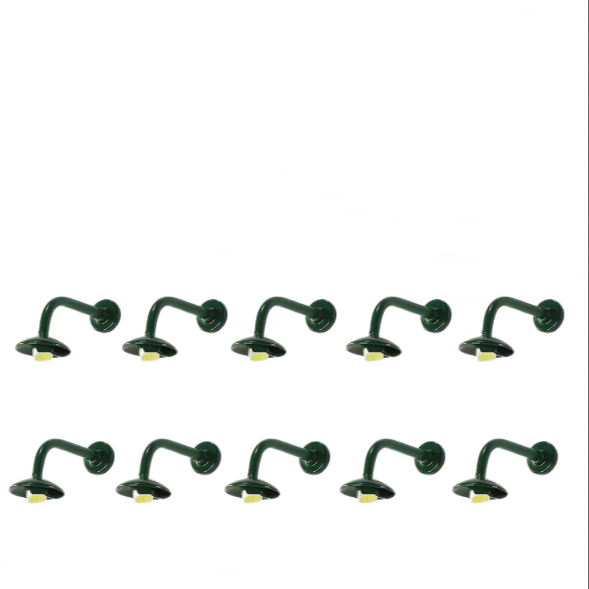 Model Train Lamp Post Accessories, 10pcs Model Railway HO Scale 1:87 Hanging Lamp Outdoor Wall Goose Neck Light LED
