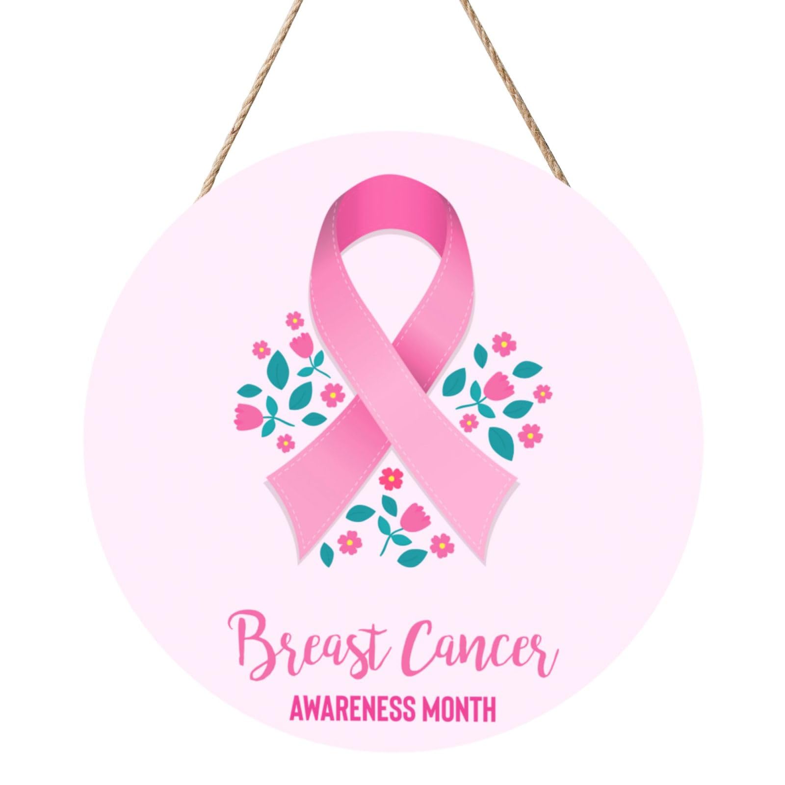 Breast Cancer Awareness Door Signs Plaques Wood Welcome Sign For Front Door Wall Hanging For Home Farmhouse Office Classroom Party Decoration