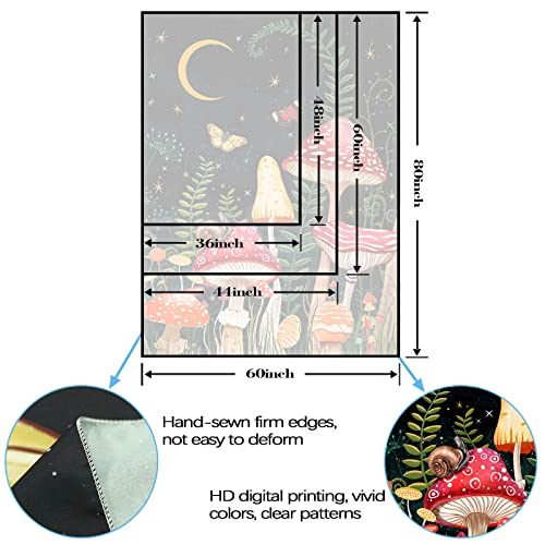 Zussun Vertical Red Mushroom Tapestry Moon Star Tapestries For Bedroom Aesthetic Starry Night Green Plant Tapastrys Wall Hanging Butterfly Snail Frog Wall Tapestry For Living Room Dorm (Red, 36" X 48") #TOP6