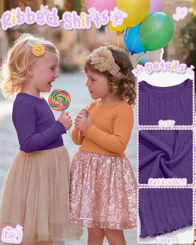 Image of 4 Pack Toddler Girls' Long Sleeve Shirts Cotton Tops