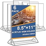 Acrylic Sign Holder 8.5 x 11 Vertical Double-Sided Flyer Display Stands, Plastic Table Menu Stand, C