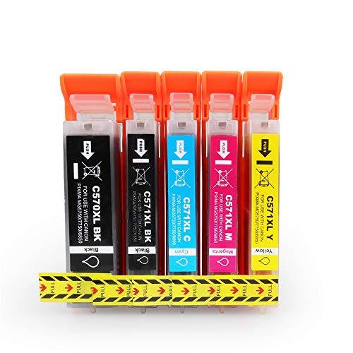 V4INK Cartuchos de Tinta de Alto Rendimiento compatibles para Canon PGI-570XL Trabajar con Impresora PIXMA MG5750 MG575 MG5752 MG5753 TS6050 6051 6052 5050 5051 5052 5053 (1 x PGBK + BKCMY)