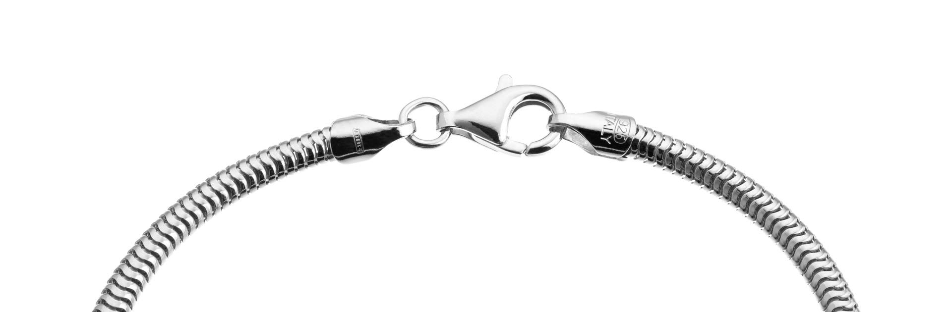 QUADRI - Bracciale in argento 925 - elegante catena Snake idea regalo per uomo donna, larghezza maglia 5 mm - lunghezza 20 cm - Certificato Made in Italy