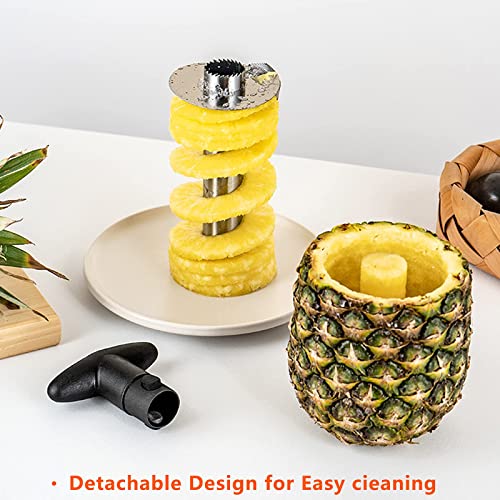 Foto von Julyee Ananasschneider Premium Edelstahl Ananas Entkerner Schneider mit Gabel Ananas Schäler Core Entferner Werkzeug, Spülmaschinengeeignet