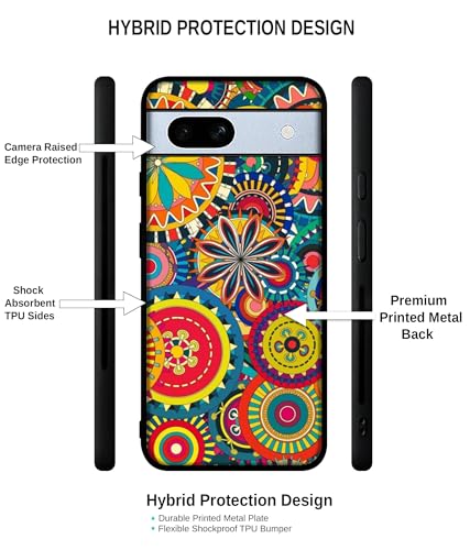Image of Ring Pattern Print Design Premium 2D Printed Metal Back Case Cover for Google Pixel 7A 5G, Multicolor