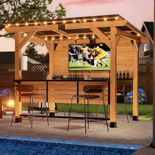 6x8 FT Cedar Wood Entertainment Bar Center - Modern Outdoor