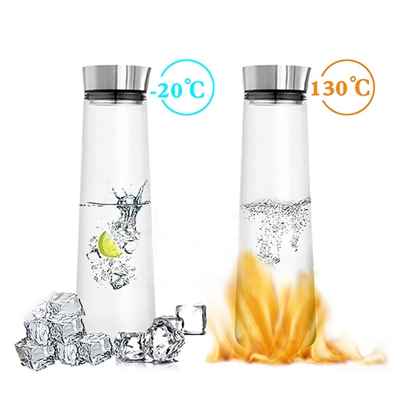 Kubek do kawy 1000 ml / 1500 ml dzbanek na wodę pogrubione szkło duża butelka na wodę z pokrywką ze stali nierdzewnej karafka wrząca woda dzbanek do soku szklana butelka (pojemność: 1,0 l, kolor: przezroczysty)