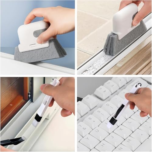 Image of Household Cleaning Tools 2 in 1 Groove Cleaning Brush Window Track Cleaning Tools Hard Bristle Crevice Cleaning Brush Wire Brushes for Cleaning Rust(13pcs)