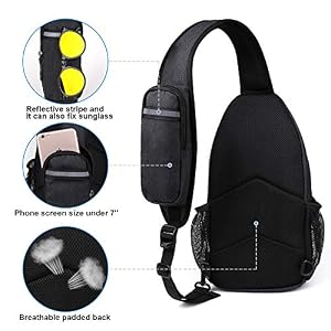 WATERFLY Crossbody Sling Backpack Sling Bag Travel Hiking Chest Bag Daypack (Black) — photo 6 of 6