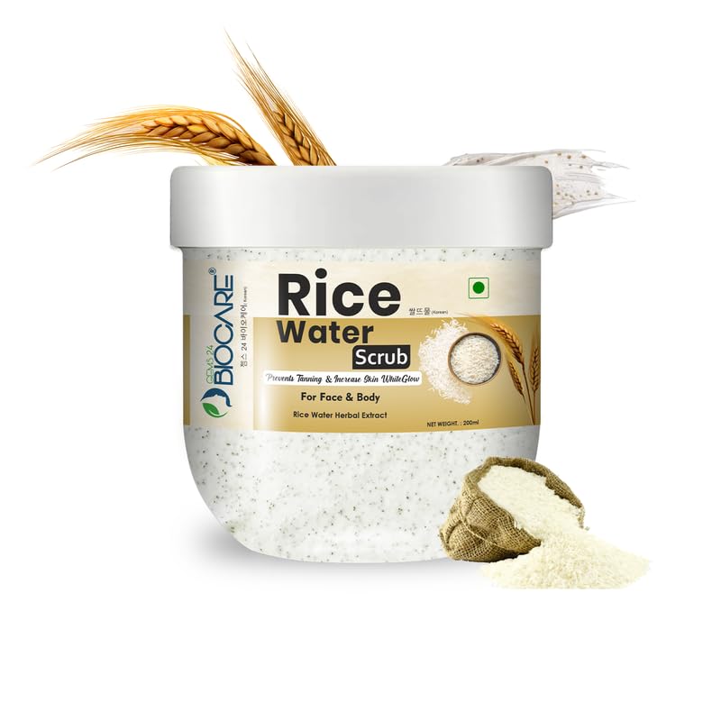 Gems24 Biocare Rice Water Face & Body Scrub (200ml) -gently exfoliates, removing dead skin cells -Men & Women-image-9