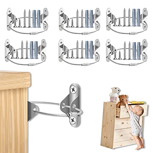 転倒防止金具 耐震金具 地震対策 6組セット 家具転倒防止 固定金具 防災用品 家具 固定 落下防止 ワイヤー 子供安全グッズ 簡単取付 防災グッズ 転倒防止 本棚 コーナーラック テレビラック 食器棚 タンス テーブル 長さ調整可能