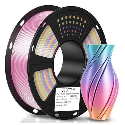 Geeetech Silk Rainbow PLA Filament 1.75mm, 3D Printer Multicolor Filament, Color Changing Filament 1kg (2.2lbs) 1 Spool, Dimensional Accuracy +/- 0.02 mm