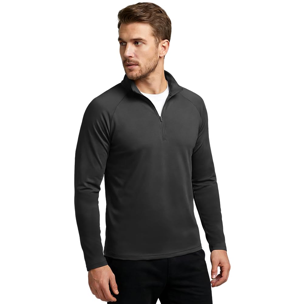DiULi Camiseta de Manga Larga Hombre, 1/2 Zip Camiseta Deportivas Running con Protección Solar UV, Polo Tops de Ropa Gym, Sudadera Deporte Hombre con Media Cremallera, Camisetas Gimnasio — view 7