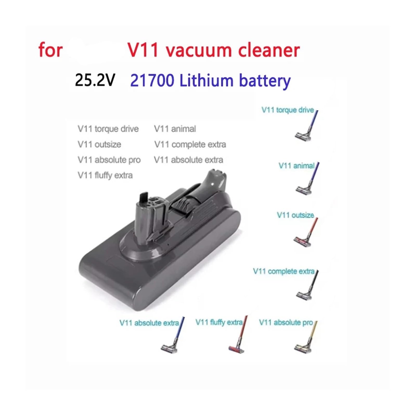 Sostituzione della batteria agli ioni di litio, compatibile con Dyson, V10 | Batteria sostitutiva for aspirapolvere senza fili, batteria for aspirapolvere portatile(V10 12800mAh battery)