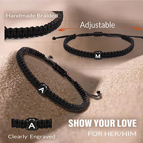 Initial Bracelets for Women Men Gifts for Her Teen Girl Best Friend Birthday Graduation Dainty Braided Bracelets Letter A-Z Charm Adjustable Link Mother's Day Jewelry Mom Christmas Gifts Valentine's Day Jewelry