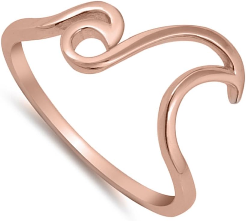 CHOOSE YOUR COLOR Sterling Silver Double Wave Ring