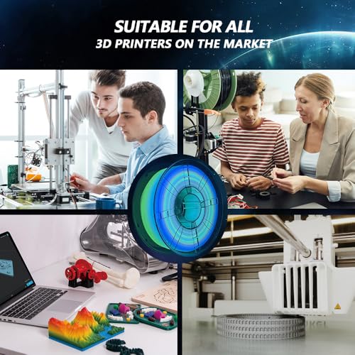 Image of iBOSS PLA+ Filament Glow in The Dark, Rainbow PLA Plus Multicolor Fast Change 3D Printer Filament 1.75mm, 1KG Spool (2.2lbs), Dimensional Accuracy + /- 0.02 mm, Noctilucent Rainbow 03