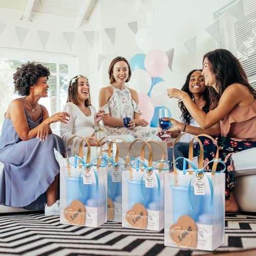 50Pcs Baby Shower Prizes for Game Winners Baby Shower Favors Gifts including Plastic Tumbler Notebook Scented Candles Ballpoint Pen Mirrors with Hair Brushes Bracelet Gift Bag (Blue)