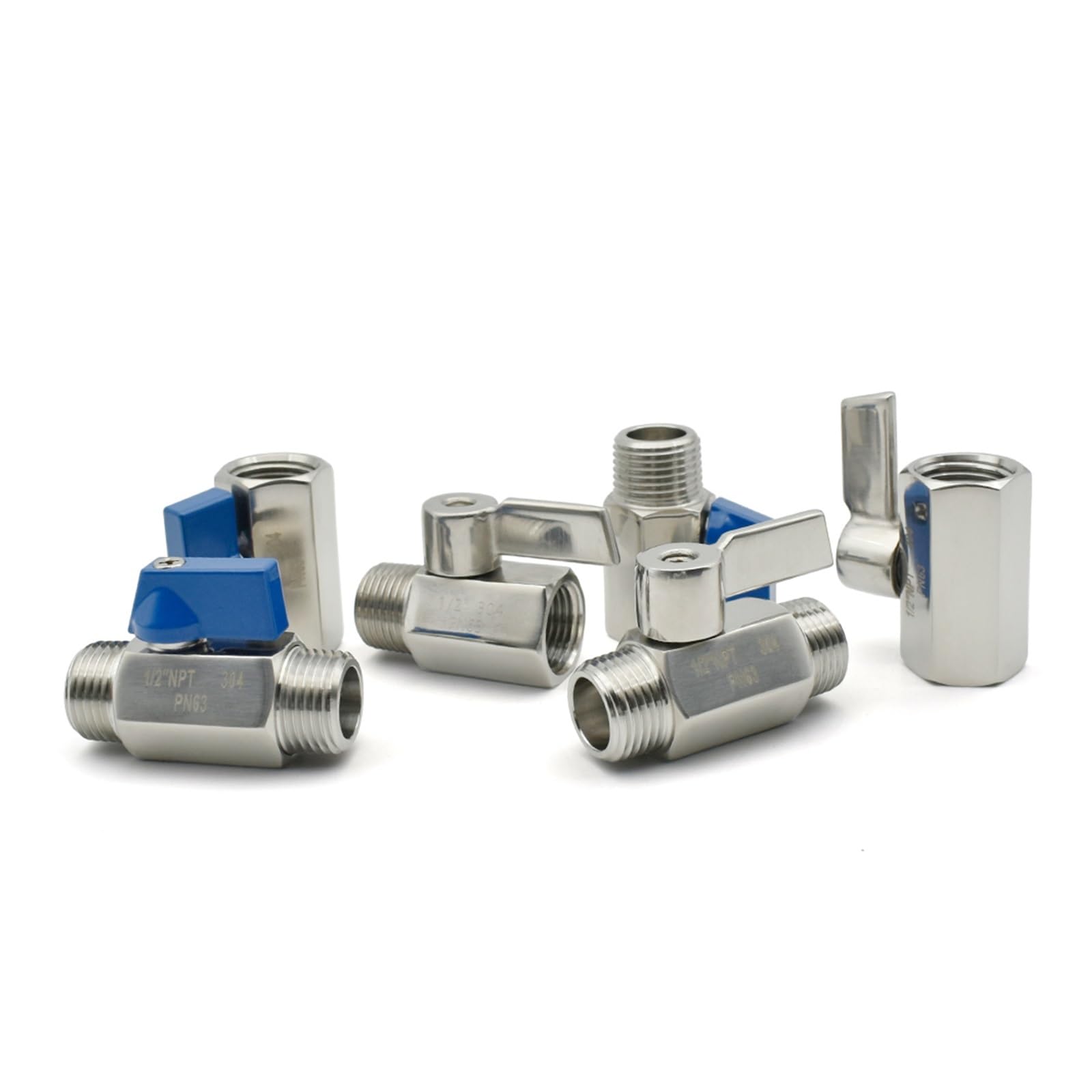 1 Mini válvula de bola de acero inoxidable SS304/316L 1/8 1/4 3/8 1/2 3/4 rosca BSP(Male female,SS304_1/8")