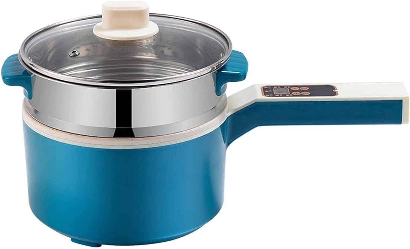 Electric Hot Pot, 2L Portable Nonstick Frying Pan, Multi-Function Computer Board Electric Hot Pot, Electric Saucepan (Blue With steamer)(Blue,With steamer)