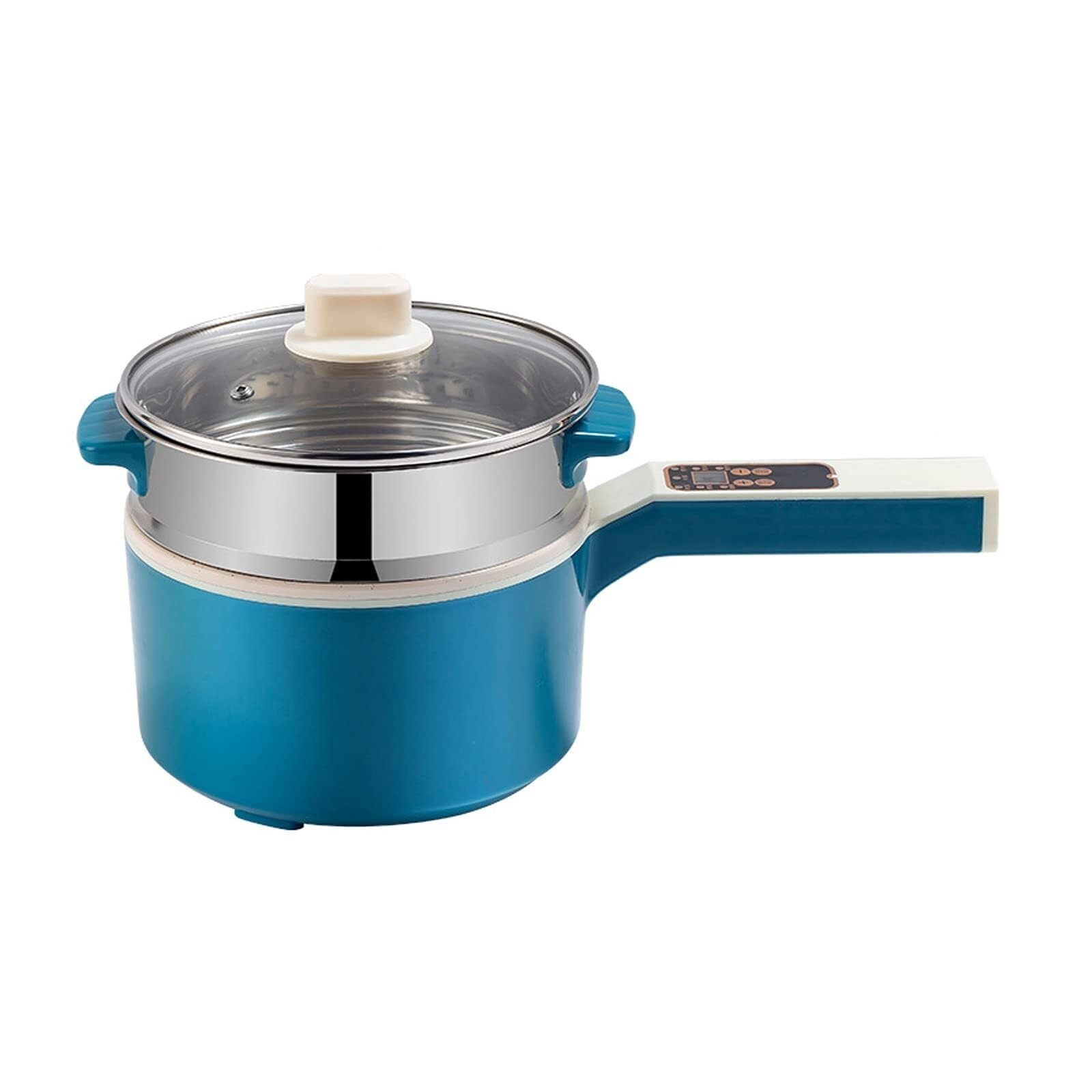Electric Hot Pot, 2L Portable Nonstick Frying Pan, Multi-Function Computer Board Electric Hot Pot, Electric Saucepan (Blue With steamer)(Blue,With steamer)