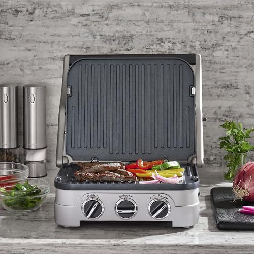 Cuisinart Griddler Indoor Grill, Panini Press, Sandwich Maker & More, 5-in-1 Grilling, Dishwasher-Safe Nonstick Cooking Plates, GR-4NNAS, Stainless Steel - Image 3
