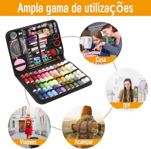 Kit de Costura E Linhas C/ 229 Peças, Kit Costura, Kit de Costura, Costura, Linha de Costura, Agulha