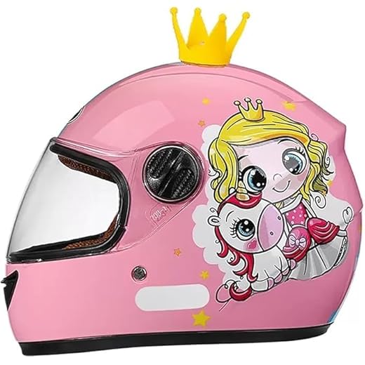 Casco integral de moto para niños, casco scooter homologado ECE con visera solar y bufanda extraíble, casco scooter para niños y niñas de 3 a 12 años C,48-55CM