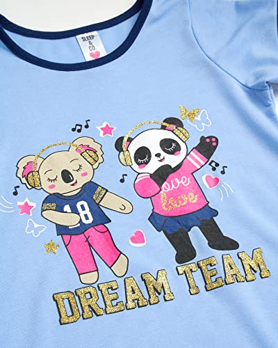 Sleep & Co Girls' Pajamas - 3 Piece Short Sleeve Sleep Shirt Nightgown (Big Girl), Size 14/16, Ombre Dream Team #TOP2