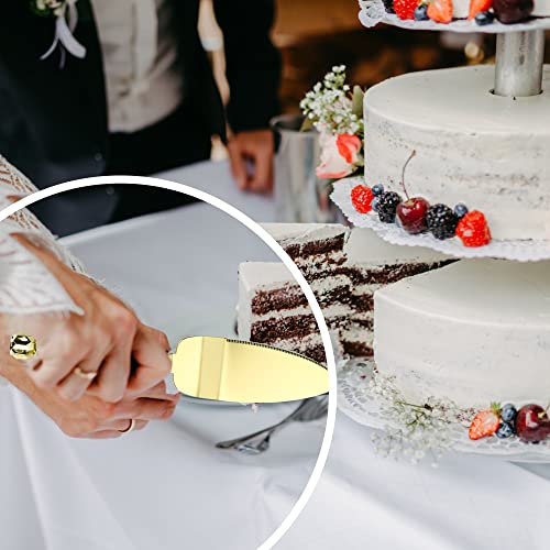 Zomuia Wedding Cake Knife And Server Set, Stainless Steel Gold Plated Blades Serving Utensils, Stainless Steel Cake Pie Pastry Cutting Knife For Wedding Cake, Birthdays, Anniversaries, Parties-Gold #TOP4