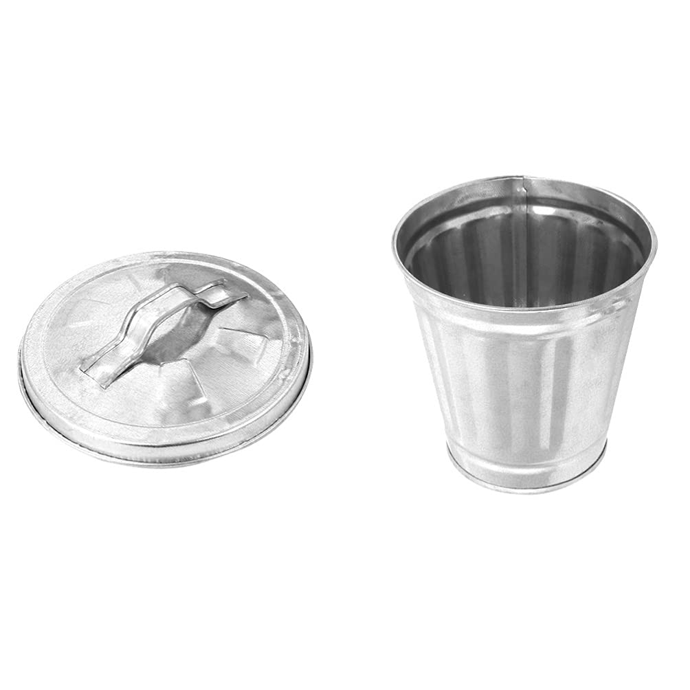Toddmomy Mini Metal Pail with Lid Small Desk Trash Can
