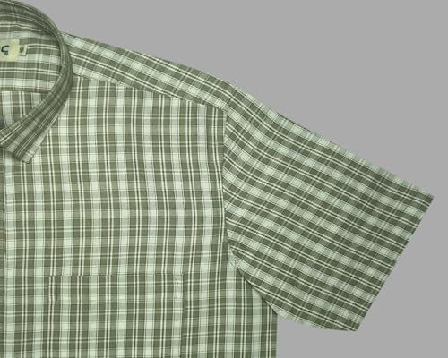 Image of GHPC Cotton Checkered Half Sleeves Regular Fit Formal Shirt for Men