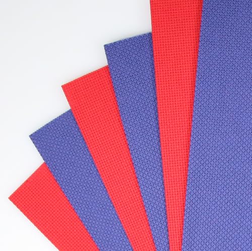 Image of KCS 4 /6 pc of 12 inch x 18 inch 30cmx45cm 16CT Counted Cotton Aida Cloth Cross Stitch Fabric (Red+Royal Blue, 6 pc)