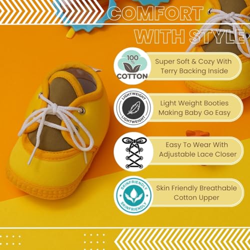 Image of Neska Moda 6 To 12 Months Baby Boys & Baby Girls Cute Soft Cotton Pre-Walker Lace Booties-BT4713