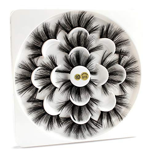Fake Eyelashes 25mm Handmade 8D Soft Luxurious Natural Eyelashes Strip Thick False Eyelash 7 Pairs