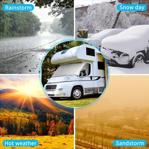E450 Class C RV Front Windshield Cover (1997-2025) – Motorhome Sun Blocker & Snow Protector