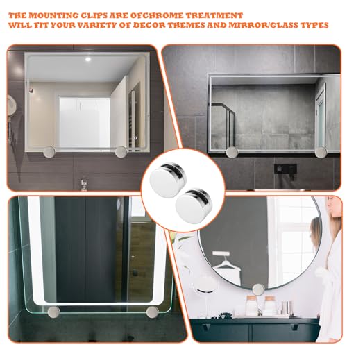 Image of 3-5mm Frameless Mirror Clips for Wall Mounting, 4 Pack Metal Round Mirrors Mounting Clips Heavy Duty Mirror Hanging Hardware Holders Clip with Long Screws & Anchors for Frameless Mirrors Wall-Mounting